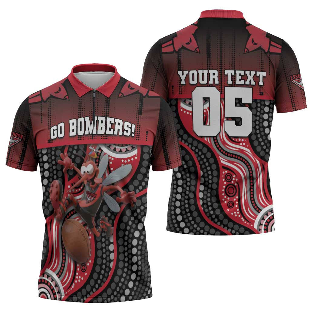 Custom Essendon Go Bombers Zipper Polo Shirt Don The Sash