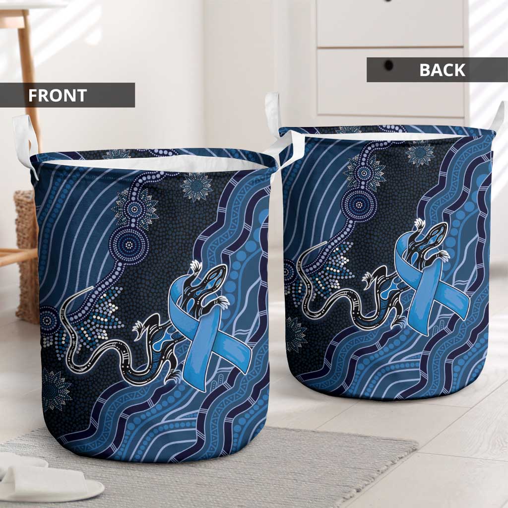 Autism Awareness Laundry Basket Hope Ribbon And Aboriginal Patterns