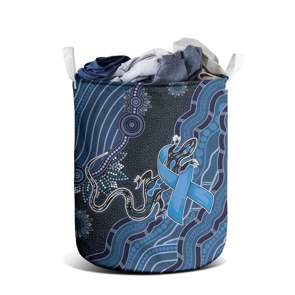 Autism Awareness Laundry Basket Hope Ribbon And Aboriginal Patterns
