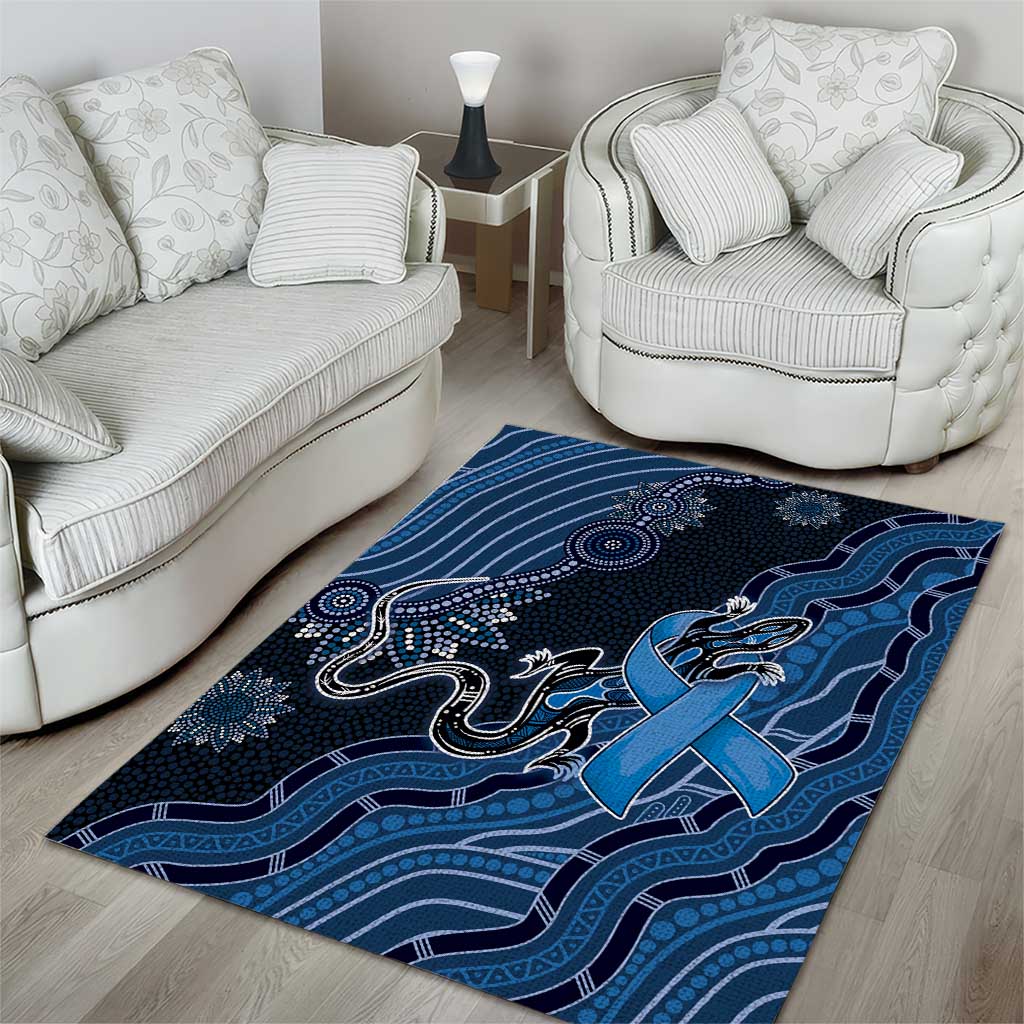 Autism Awareness Area Rug Hope Ribbon And Aboriginal Patterns