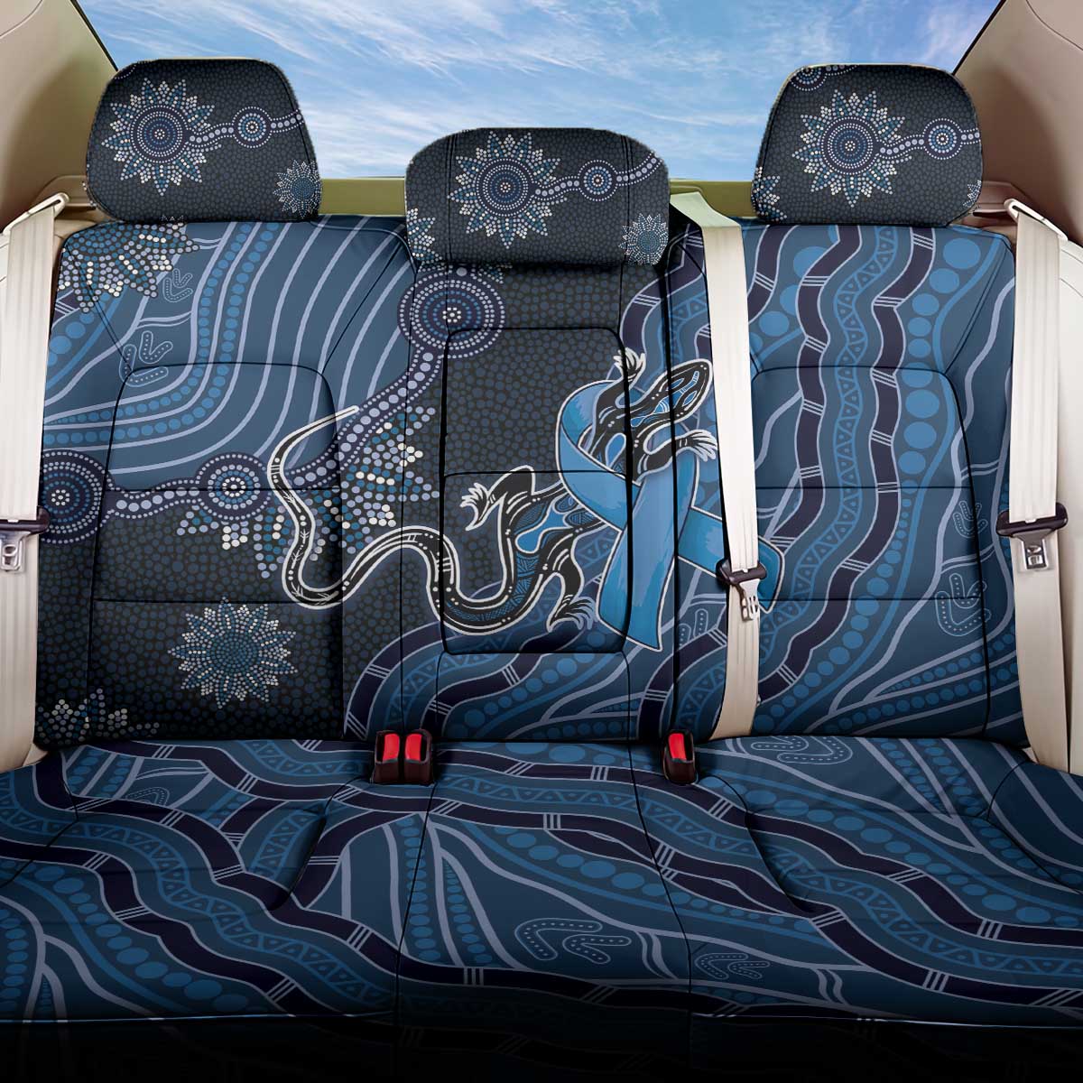 Autism Awareness Back Car Seat Cover Hope Ribbon And Aboriginal Patterns