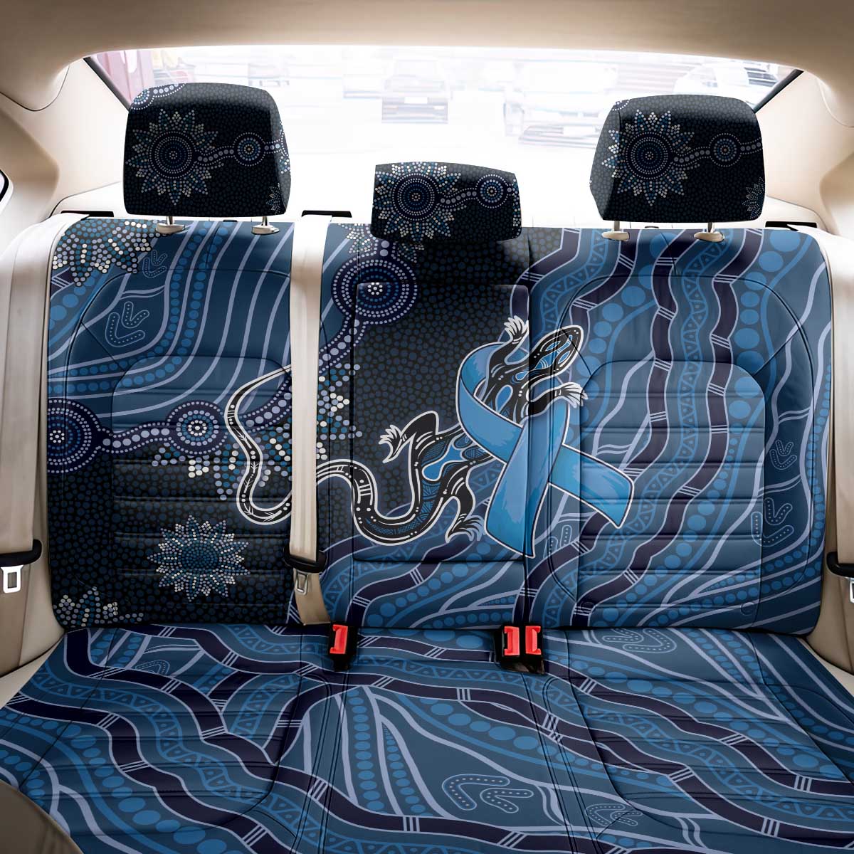 Autism Awareness Back Car Seat Cover Hope Ribbon And Aboriginal Patterns