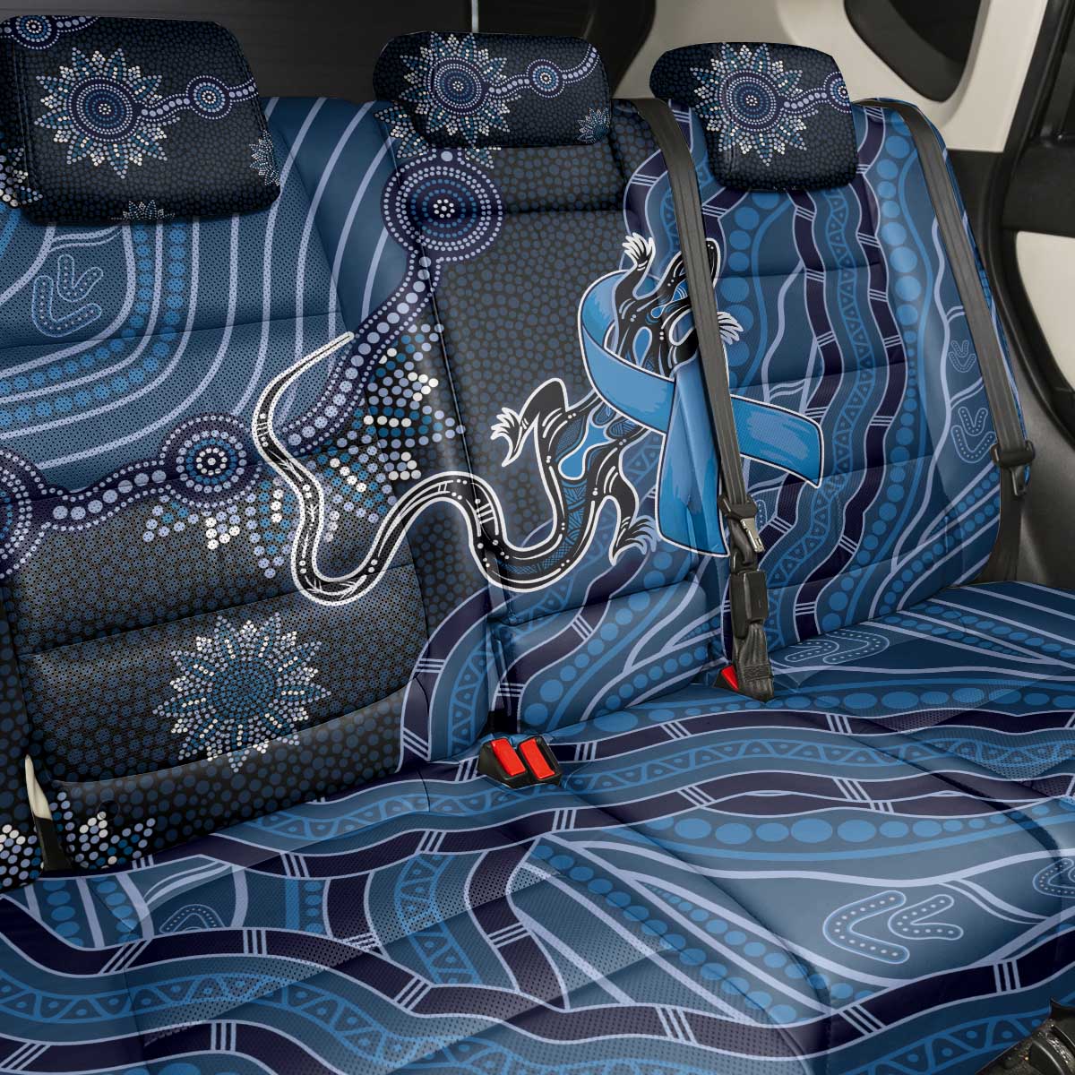 Autism Awareness Back Car Seat Cover Hope Ribbon And Aboriginal Patterns