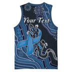 Personalised Autism Awareness Basketball Jersey Hope Ribbon And Aboriginal Patterns