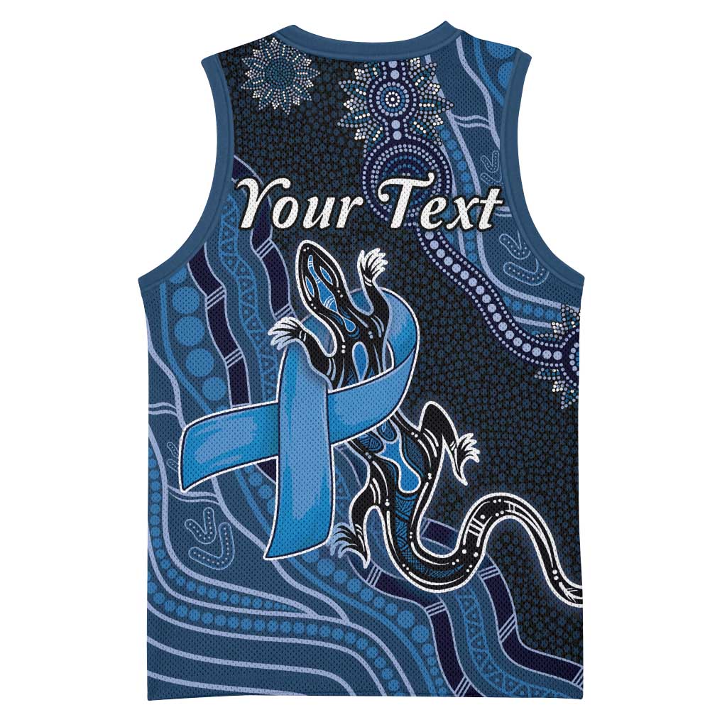 Personalised Autism Awareness Basketball Jersey Hope Ribbon And Aboriginal Patterns