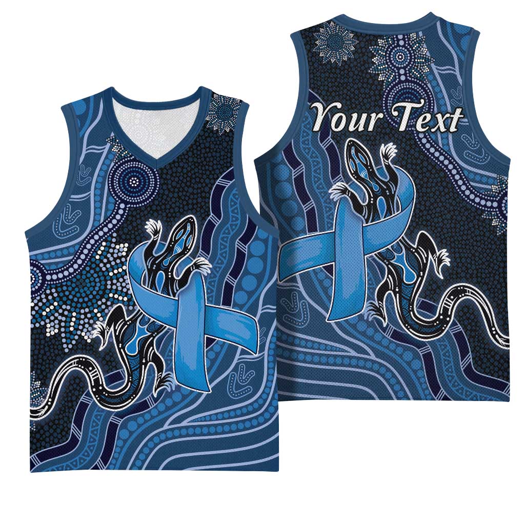 Personalised Autism Awareness Basketball Jersey Hope Ribbon And Aboriginal Patterns