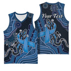 Personalised Autism Awareness Basketball Jersey Hope Ribbon And Aboriginal Patterns