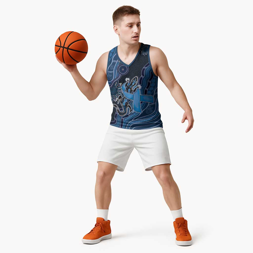 Personalised Autism Awareness Basketball Jersey Hope Ribbon And Aboriginal Patterns