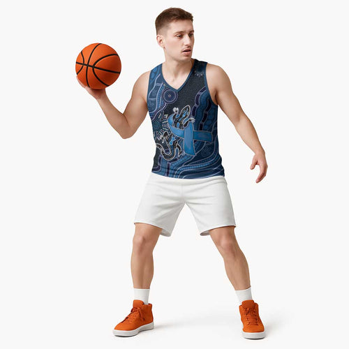 Personalised Autism Awareness Basketball Jersey Hope Ribbon And Aboriginal Patterns