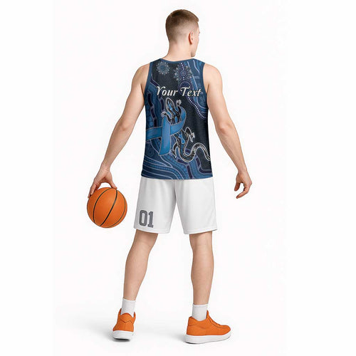 Personalised Autism Awareness Basketball Jersey Hope Ribbon And Aboriginal Patterns