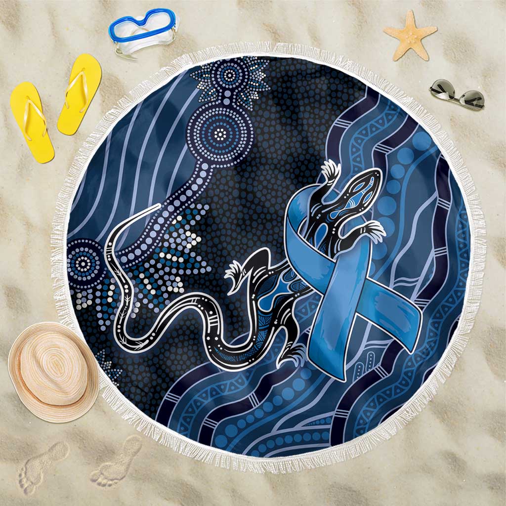 Autism Awareness Beach Blanket Hope Ribbon And Aboriginal Patterns