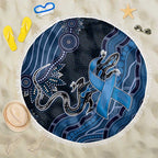 Autism Awareness Beach Blanket Hope Ribbon And Aboriginal Patterns