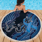Autism Awareness Beach Blanket Hope Ribbon And Aboriginal Patterns