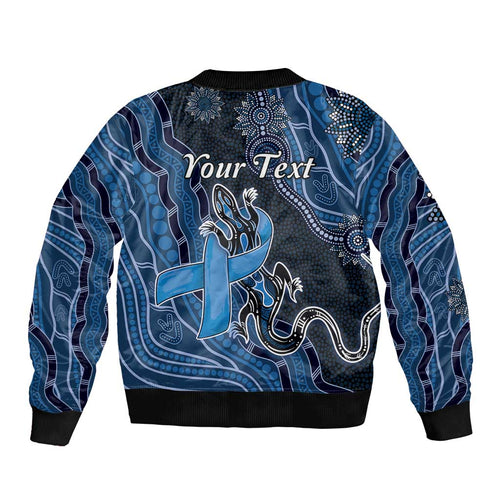Personalised Autism Awareness Bomber Jacket Hope Ribbon And Aboriginal Patterns