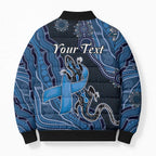 Personalised Autism Awareness Bomber Puffer Jacket Hope Ribbon And Aboriginal Patterns