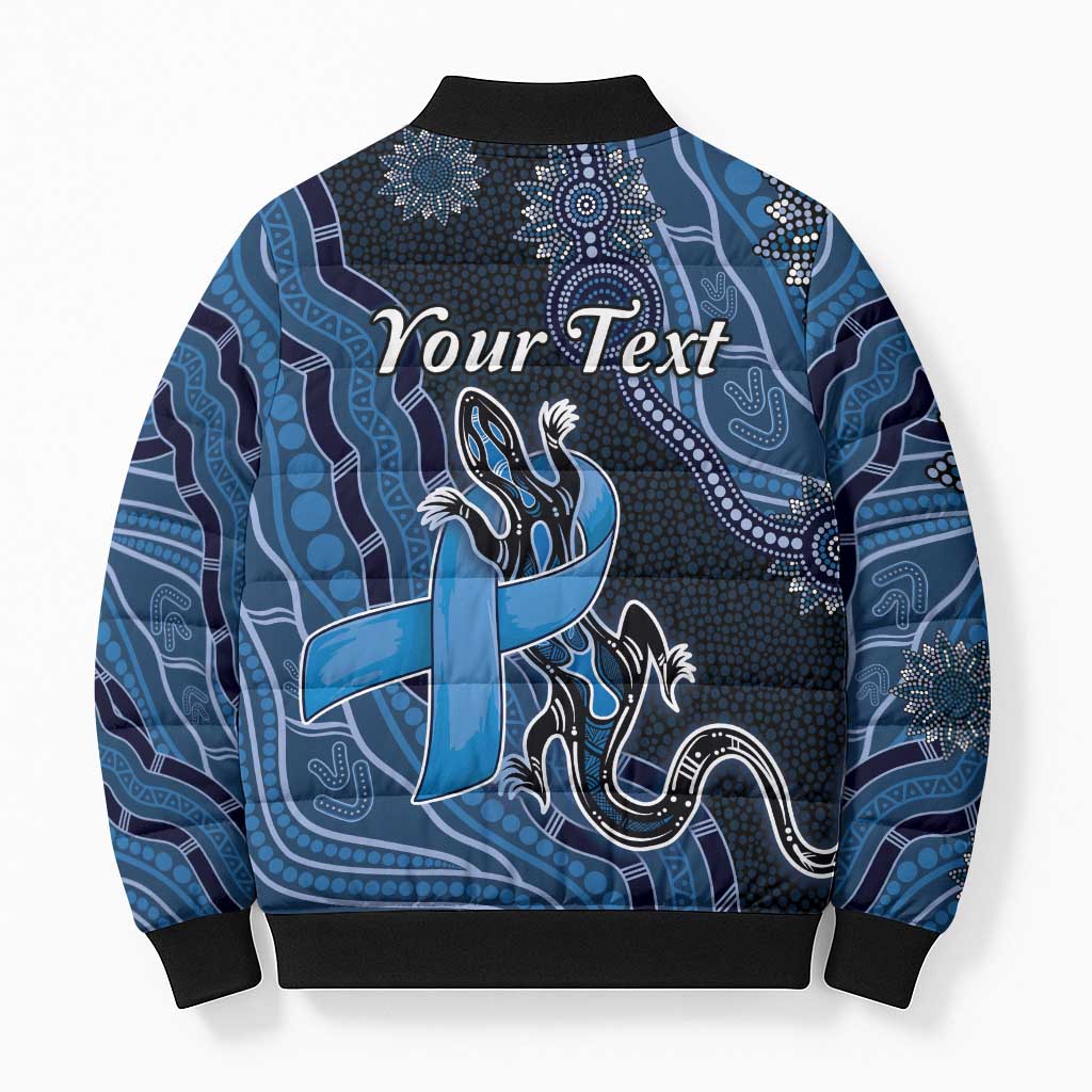 Personalised Autism Awareness Bomber Puffer Jacket Hope Ribbon And Aboriginal Patterns