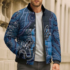 Personalised Autism Awareness Bomber Puffer Jacket Hope Ribbon And Aboriginal Patterns