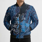 Personalised Autism Awareness Bomber Puffer Jacket Hope Ribbon And Aboriginal Patterns