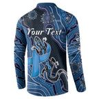 Personalised Autism Awareness Button Sweatshirt Hope Ribbon And Aboriginal Patterns