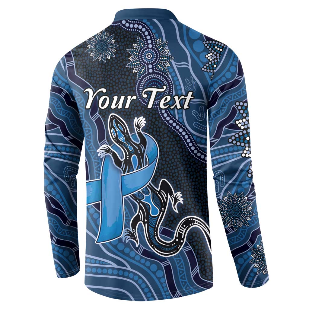 Personalised Autism Awareness Button Sweatshirt Hope Ribbon And Aboriginal Patterns