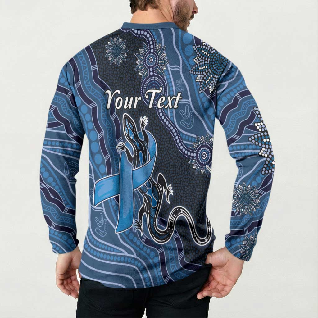 Personalised Autism Awareness Button Sweatshirt Hope Ribbon And Aboriginal Patterns