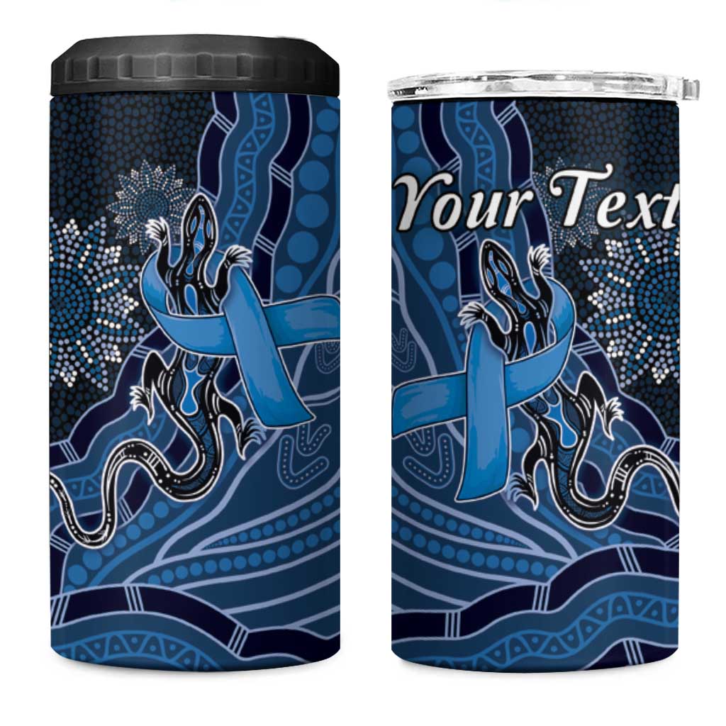 Personalised Autism Awareness 4 in 1 Can Cooler Tumbler Hope Ribbon And Aboriginal Patterns