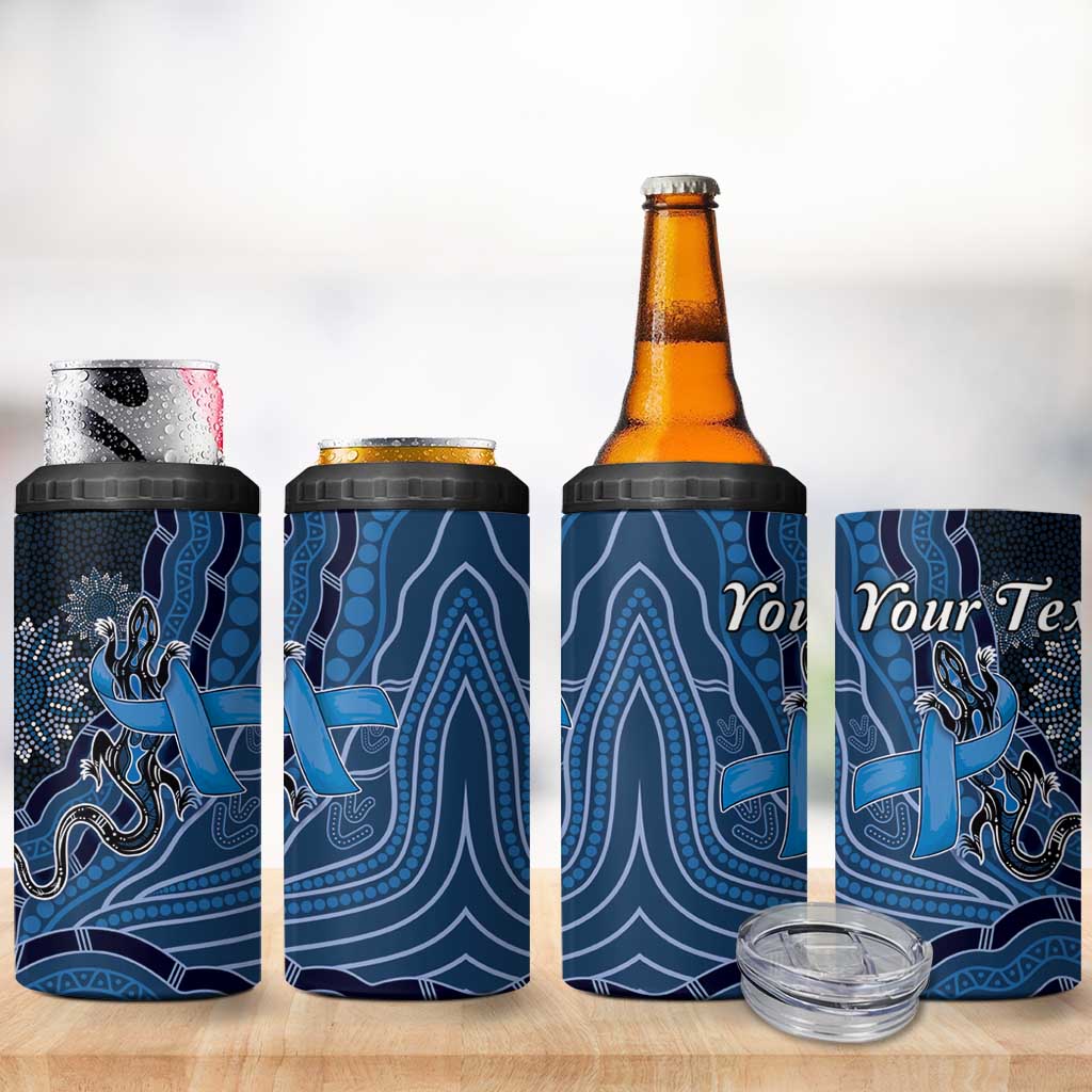 Personalised Autism Awareness 4 in 1 Can Cooler Tumbler Hope Ribbon And Aboriginal Patterns