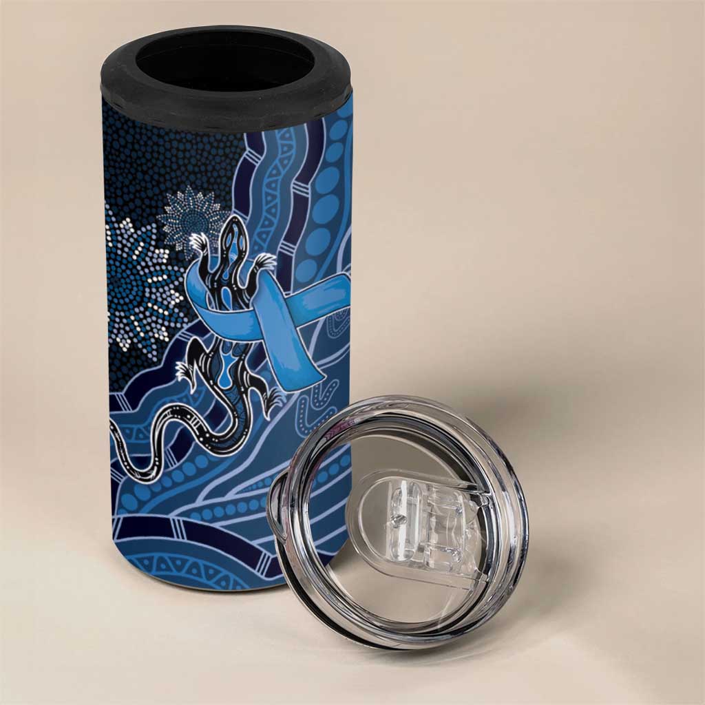 Personalised Autism Awareness 4 in 1 Can Cooler Tumbler Hope Ribbon And Aboriginal Patterns