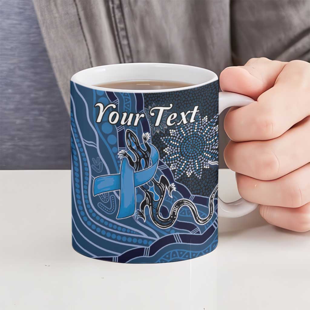Personalised Autism Awareness Ceramic Mug Hope Ribbon And Aboriginal Patterns