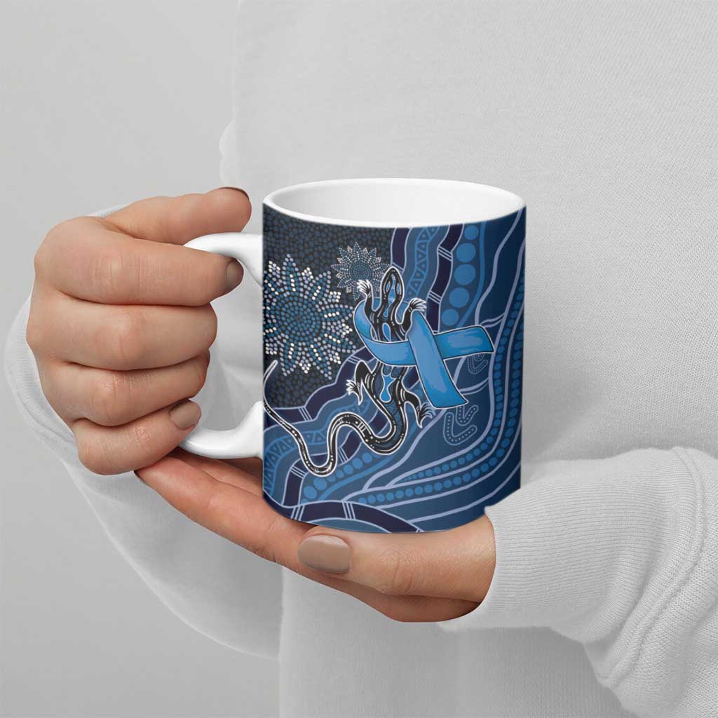 Personalised Autism Awareness Ceramic Mug Hope Ribbon And Aboriginal Patterns