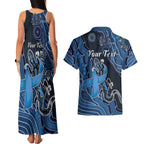 Personalised Autism Awareness Couples Matching Tank Maxi Dress and Hawaiian Shirt Hope Ribbon And Aboriginal Patterns