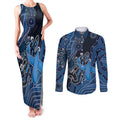 Personalised Autism Awareness Couples Matching Tank Maxi Dress and Long Sleeve Button Shirt Hope Ribbon And Aboriginal Patterns