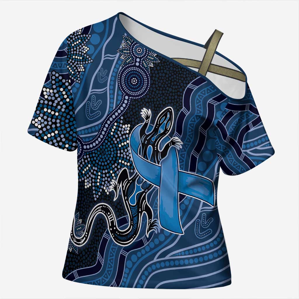 Personalised Autism Awareness Cross Shoulder Shirt Hope Ribbon And Aboriginal Patterns