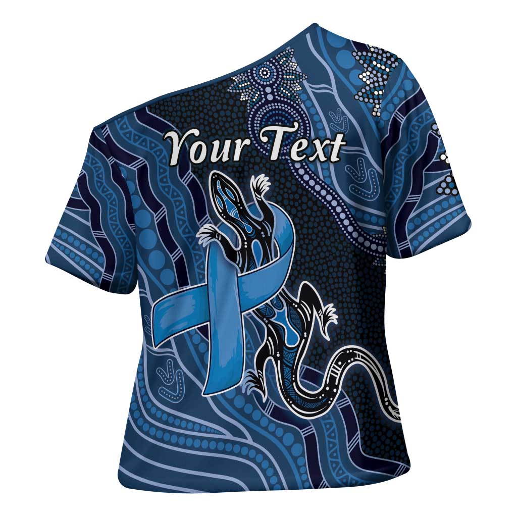 Personalised Autism Awareness Cross Shoulder Shirt Hope Ribbon And Aboriginal Patterns
