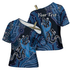 Personalised Autism Awareness Cross Shoulder Shirt Hope Ribbon And Aboriginal Patterns