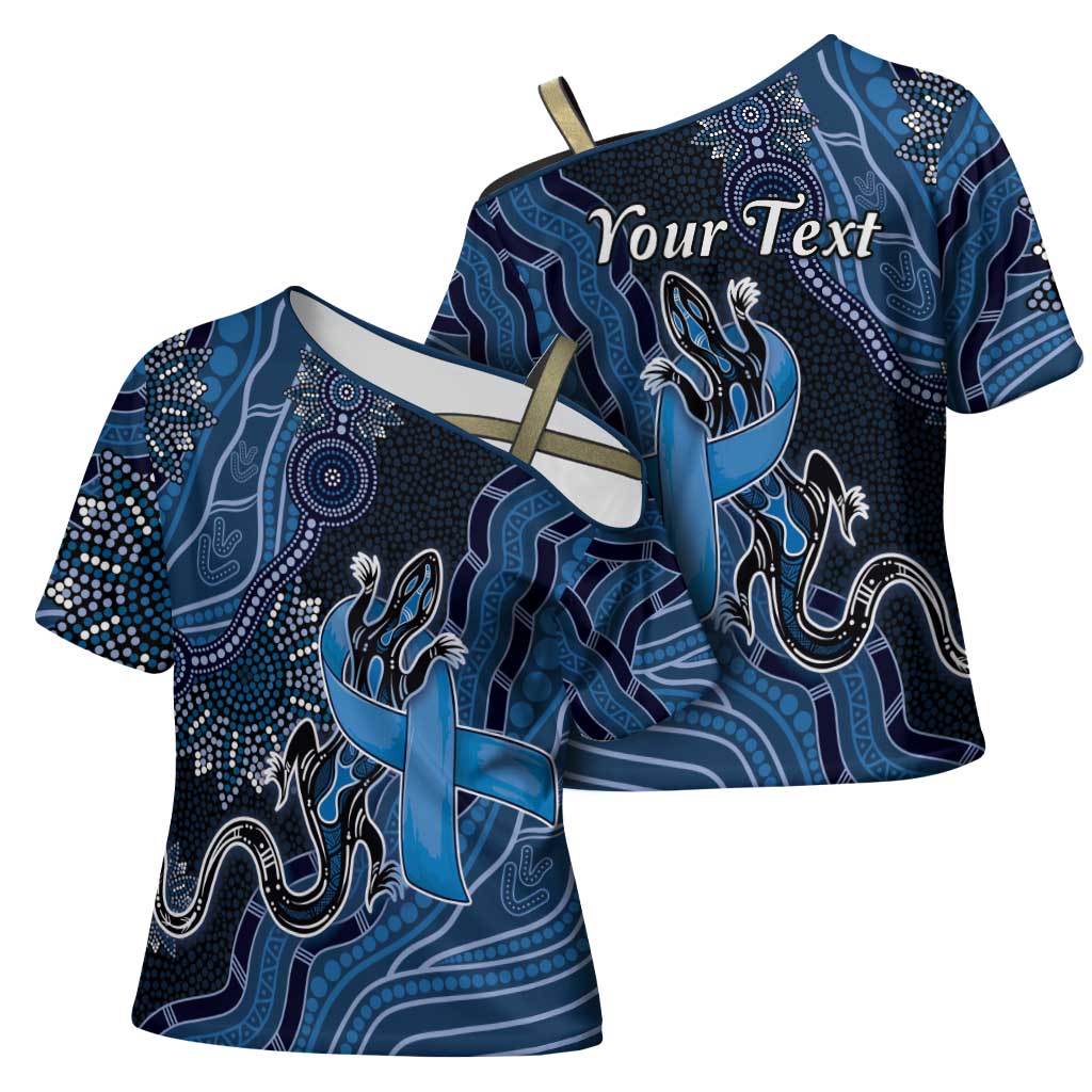 Personalised Autism Awareness Cross Shoulder Shirt Hope Ribbon And Aboriginal Patterns