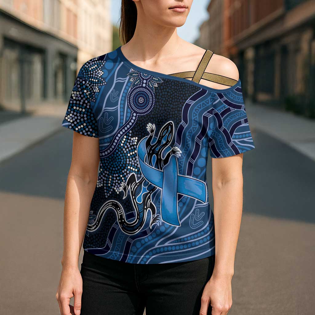 Personalised Autism Awareness Cross Shoulder Shirt Hope Ribbon And Aboriginal Patterns
