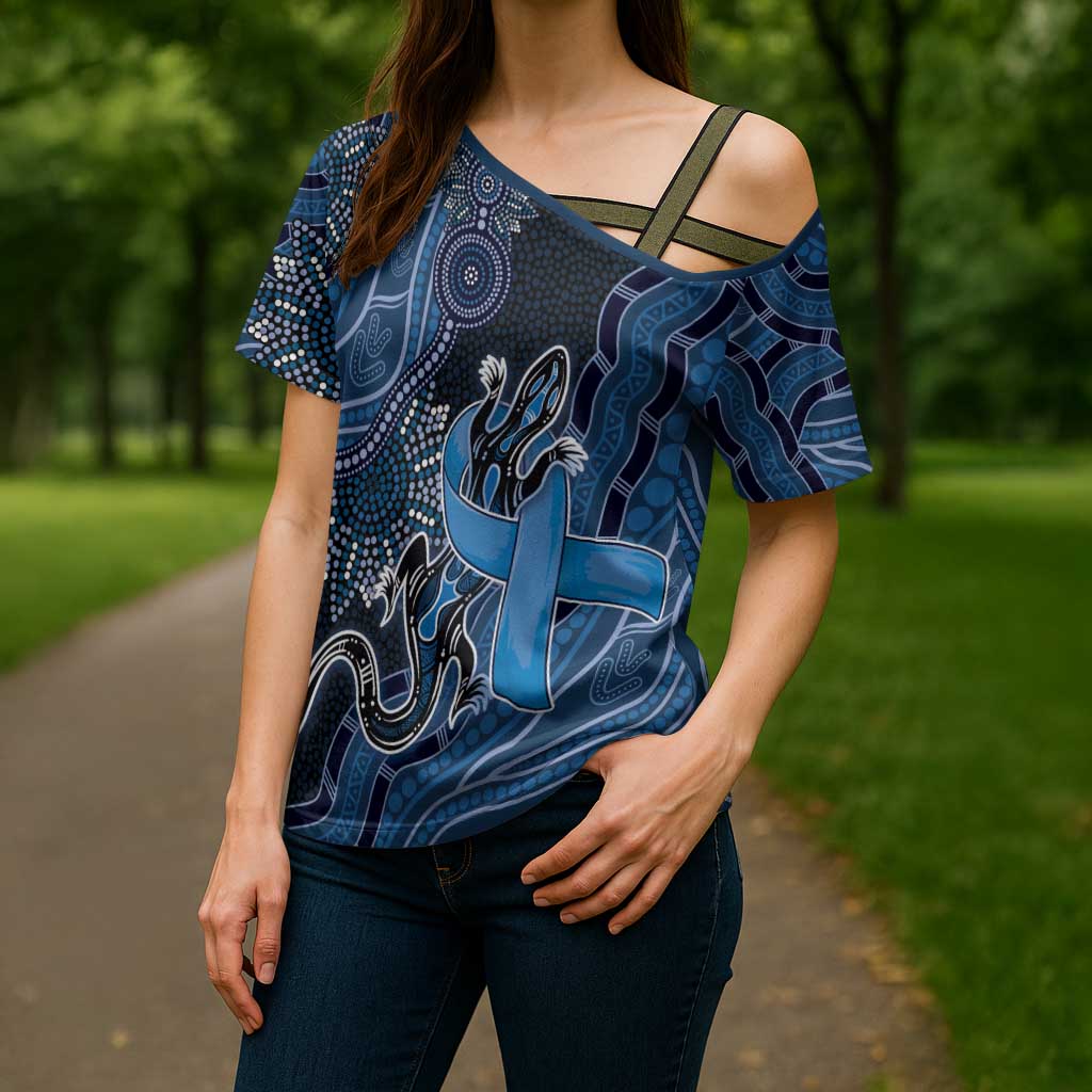 Personalised Autism Awareness Cross Shoulder Shirt Hope Ribbon And Aboriginal Patterns