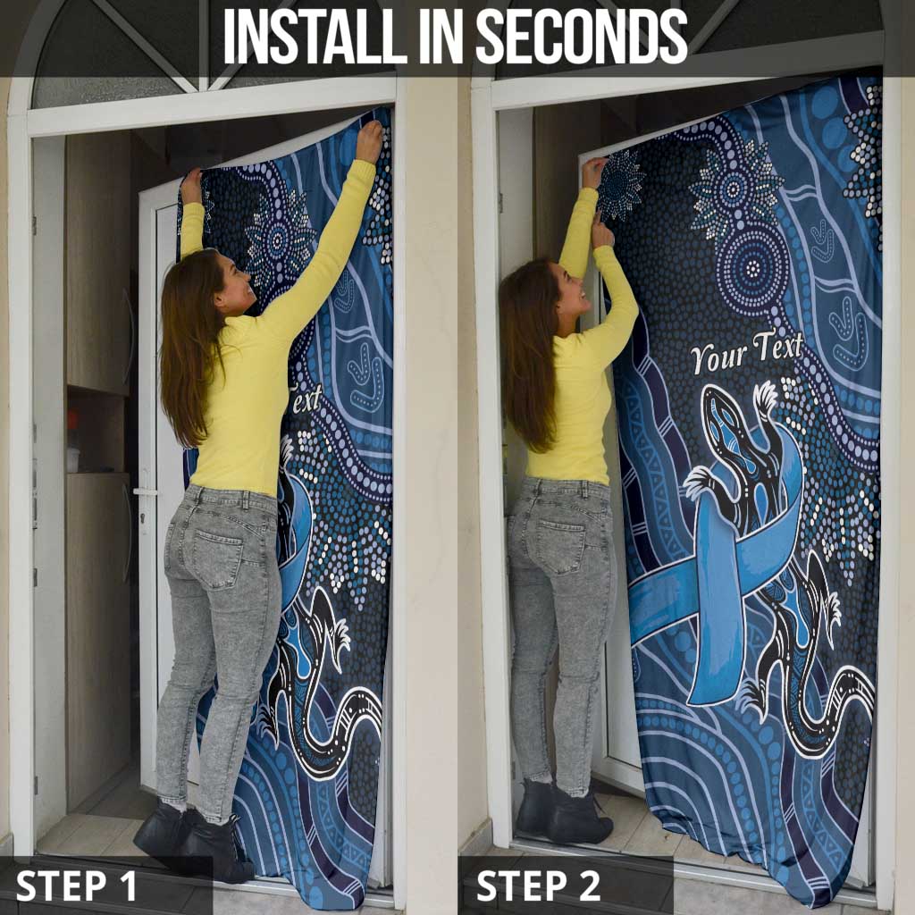 Personalised Autism Awareness Door Cover Hope Ribbon And Aboriginal Patterns