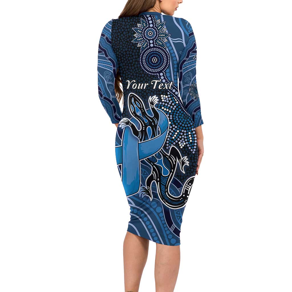 Personalised Autism Awareness Family Matching Long Sleeve Bodycon Dress and Hawaiian Shirt Hope Ribbon And Aboriginal Patterns