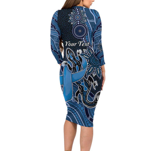 Personalised Autism Awareness Family Matching Long Sleeve Bodycon Dress and Hawaiian Shirt Hope Ribbon And Aboriginal Patterns
