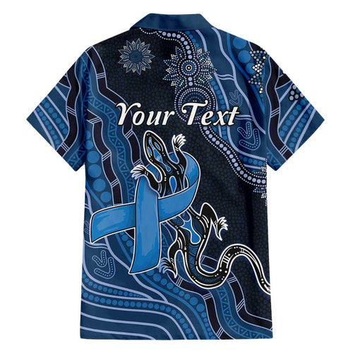 Personalised Autism Awareness Family Matching Mermaid Dress and Hawaiian Shirt Hope Ribbon And Aboriginal Patterns