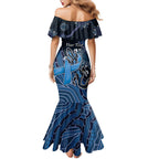 Personalised Autism Awareness Family Matching Mermaid Dress and Hawaiian Shirt Hope Ribbon And Aboriginal Patterns