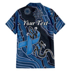 Personalised Autism Awareness Family Matching Off The Shoulder Long Sleeve Dress and Hawaiian Shirt Hope Ribbon And Aboriginal Patterns