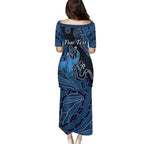 Personalised Autism Awareness Family Matching Puletasi and Hawaiian Shirt Hope Ribbon And Aboriginal Patterns