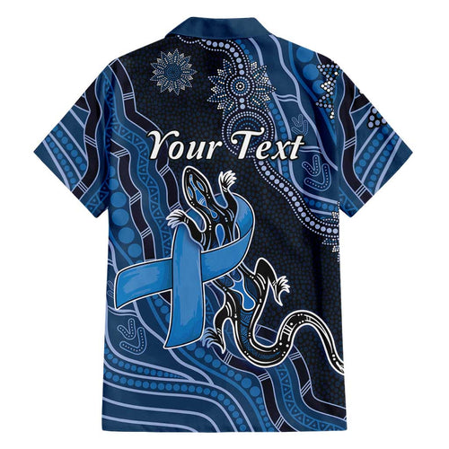 Personalised Autism Awareness Family Matching Short Sleeve Bodycon Dress and Hawaiian Shirt Hope Ribbon And Aboriginal Patterns