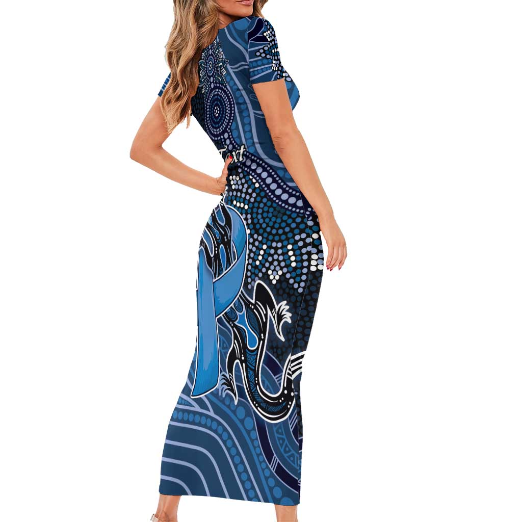 Personalised Autism Awareness Family Matching Short Sleeve Bodycon Dress and Hawaiian Shirt Hope Ribbon And Aboriginal Patterns