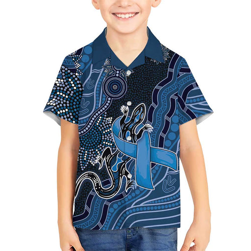 Personalised Autism Awareness Family Matching Short Sleeve Bodycon Dress and Hawaiian Shirt Hope Ribbon And Aboriginal Patterns