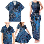 Personalised Autism Awareness Family Matching Tank Maxi Dress and Hawaiian Shirt Hope Ribbon And Aboriginal Patterns