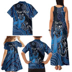 Personalised Autism Awareness Family Matching Tank Maxi Dress and Hawaiian Shirt Hope Ribbon And Aboriginal Patterns